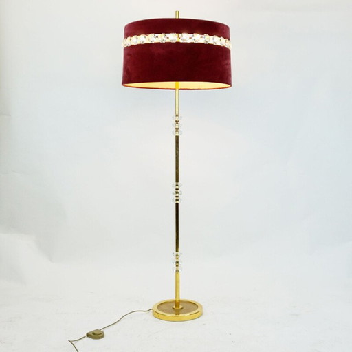 Vintage Brass and Crystal Glass Floorlamp by Lobmeyr Vienna Austrian
