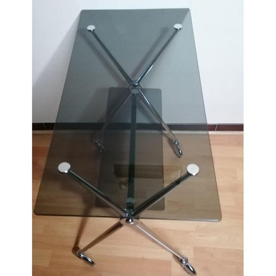 Image 1 of Vintage glass side table with double top, 1970