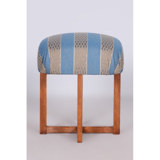 Image 1 of Sgabello Art Déco vintage in faggio e tessuto, Cecoslovacchia 1930