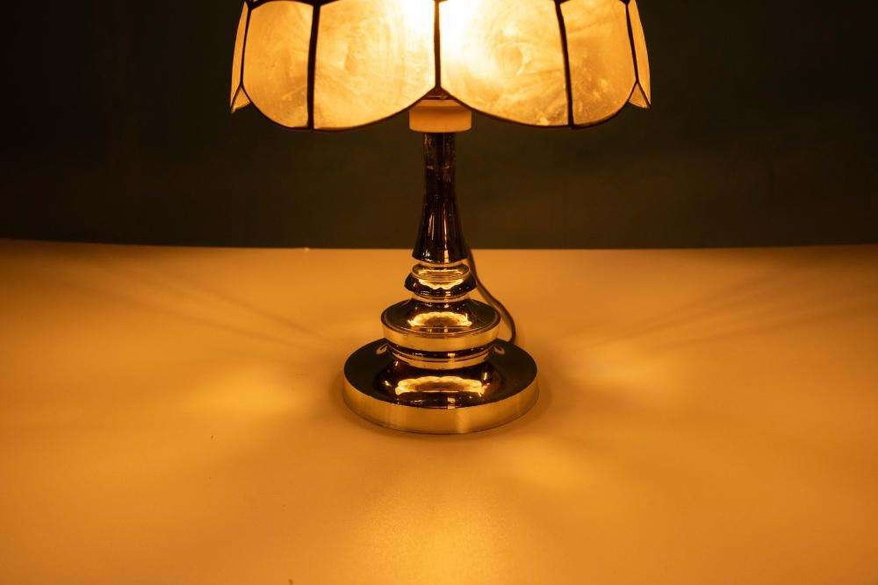 Vintage mother of pearl table lamp 70s regency table lamp