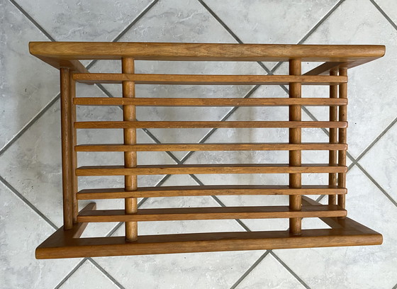 Image 1 of Small Wood Slatted Sidetable Flower Table 1960S 