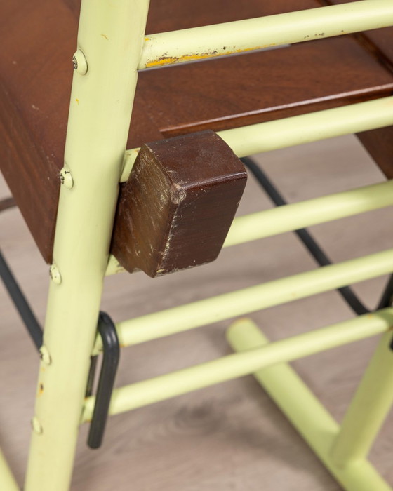 Image 1 of Pair Of Vintage 70S Stools In Iron And Wood Italian Design 