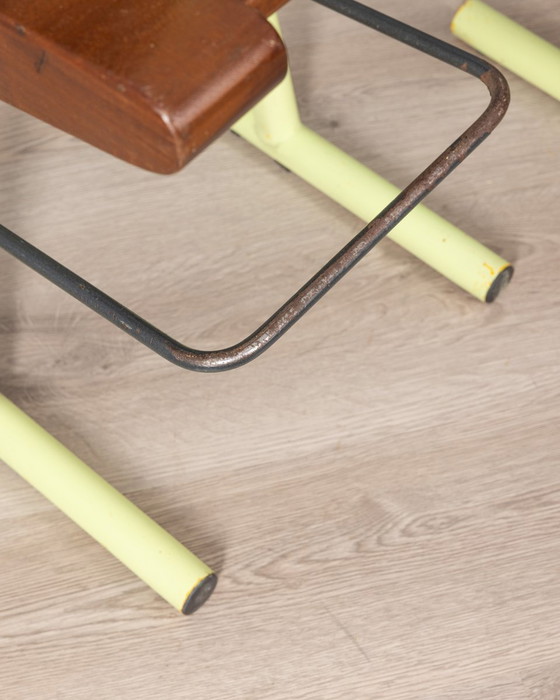 Image 1 of Pair Of Vintage 70S Stools In Iron And Wood Italian Design 