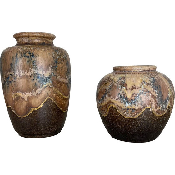 Image 1 of Pair of vintage ceramic pottery "lava" vases by Dümler and Breiden, Germany 1960s
