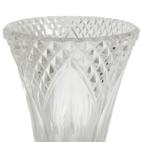 Image 1 of Vaso di cristallo vintage con motivi art déco, anni '50