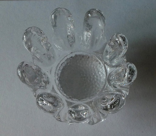 1 Göran Warff, tealight holder sunflower art glass, Kosta Boda, Sweden, 1970Er