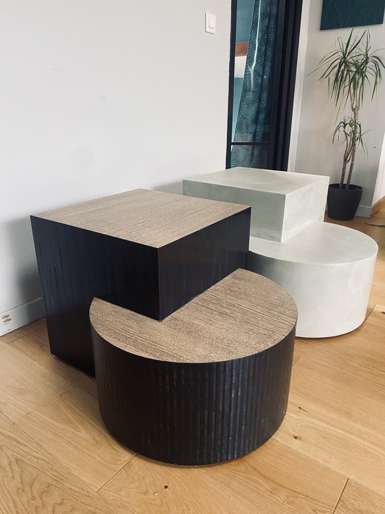 Image 1 of Table Basse Chêne Marqueterie De Paille