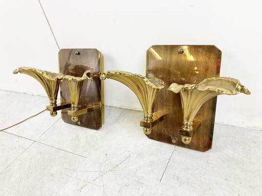 2 lampade da parete vintage a forma di fiore