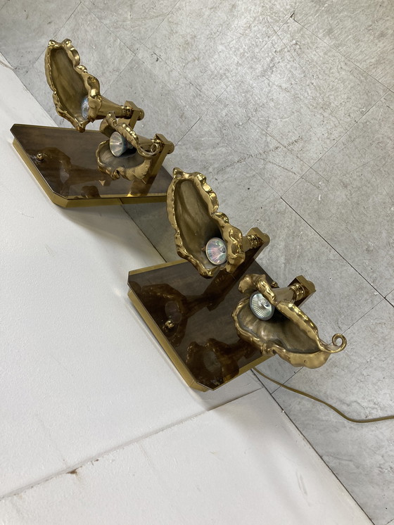 Image 1 of 2 lampade da parete vintage a forma di fiore