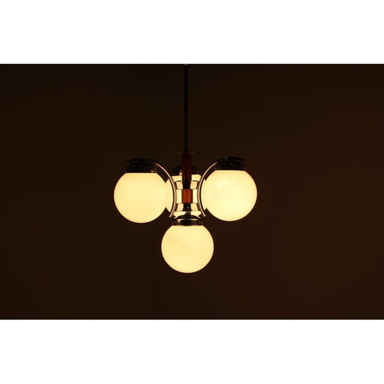 Image 1 of Lampadario vintage Art Déco in metallo e vetro, Cecoslovacchia 1930