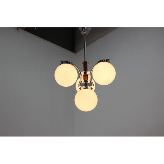 Image 1 of Lampadario vintage Art Déco in metallo e vetro, Cecoslovacchia 1930