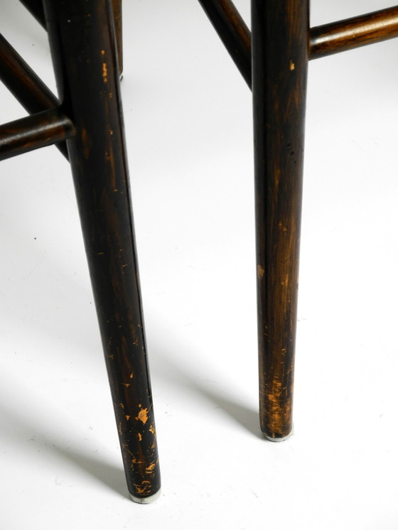 Image 1 of A pair of beautiful Mid Century Italian wooden dining chairs with wicker cord seats