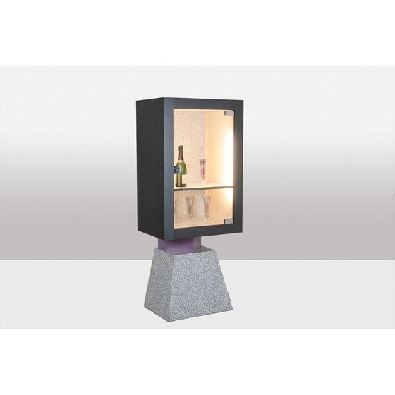 Image 1 of Pair of vintage Memphis display cases in lacquered wood, Italy 1980