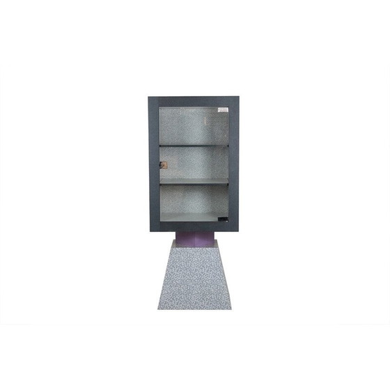 Image 1 of Pair of vintage Memphis display cases in lacquered wood, Italy 1980