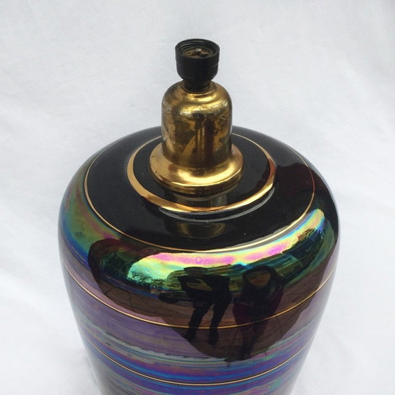 Image 1 of Vintage iridescent ceramic table lamp, Italy 1970-1980s