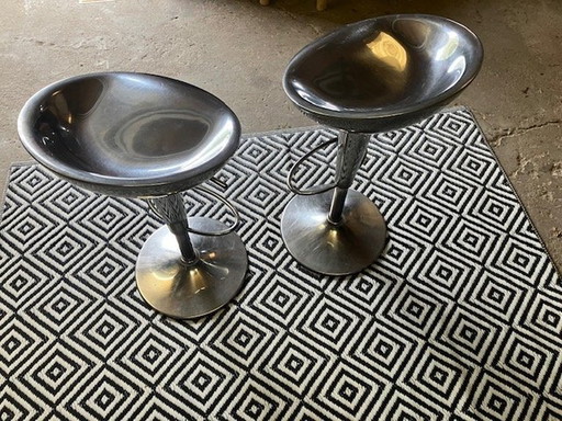 2x Magis Bombo Stainless Steel Bar Stools