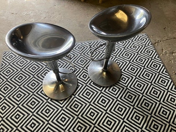 Image 1 of 2x Magis Bombo Stainless Steel Bar Stools