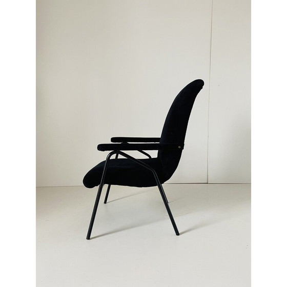 Image 1 of Vintage black velvet armchair, Italy 1960s