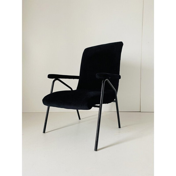 Image 1 of Vintage black velvet armchair, Italy 1960s