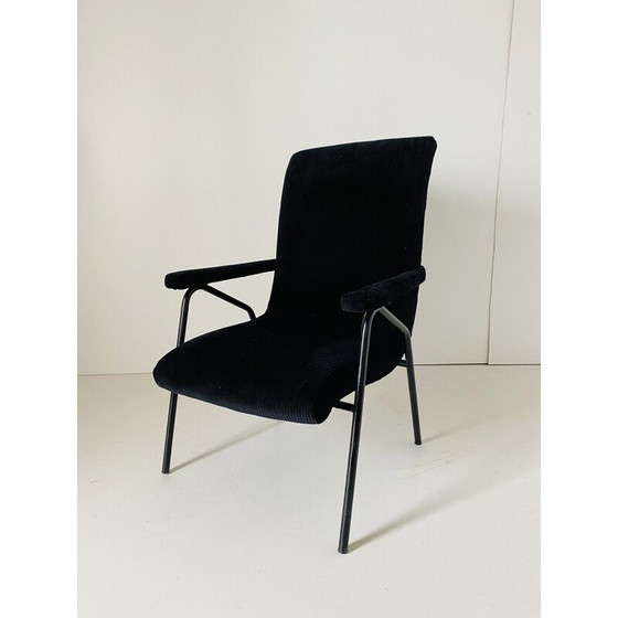 Image 1 of Vintage black velvet armchair, Italy 1960s
