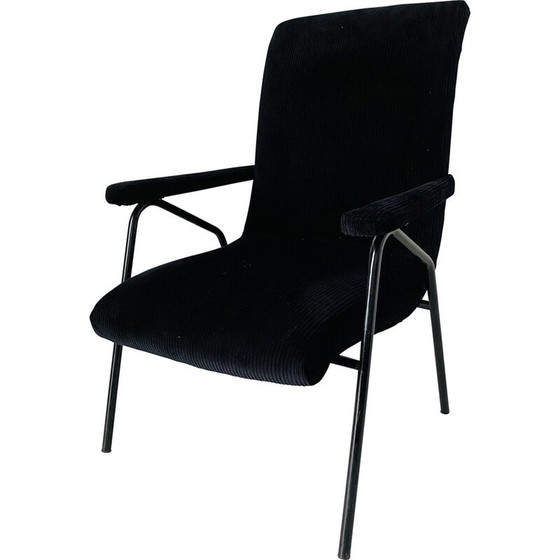 Image 1 of Vintage black velvet armchair, Italy 1960s