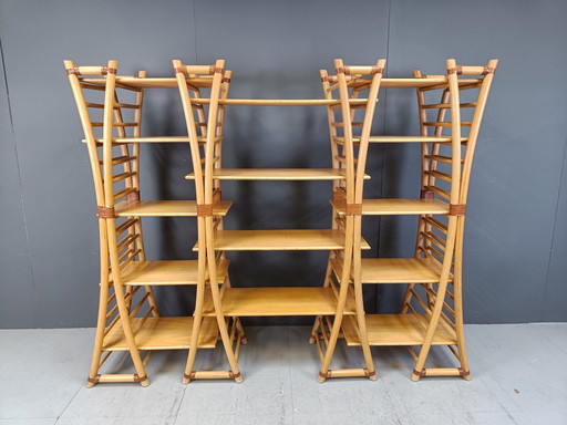 Vintage Bamboo Wall Unit, 1970S 