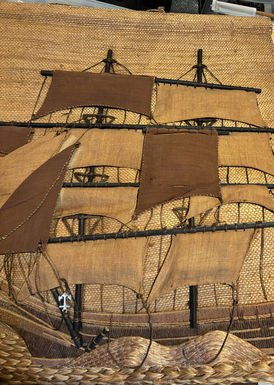 Image 1 of Arazzo vintage con barca a vela