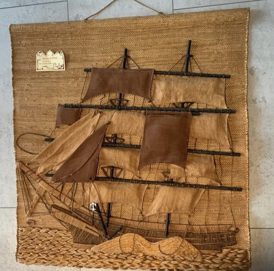 Image 1 of Arazzo vintage con barca a vela