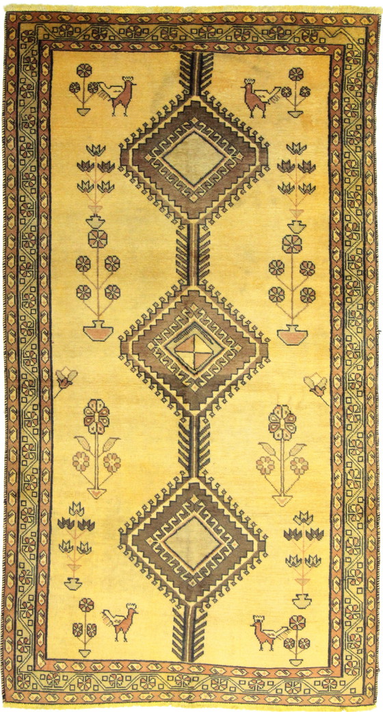 Image 1 of Persian Carpet Old Ghashghai Shiraz Nomadic Carpet 200 X 113 Cm