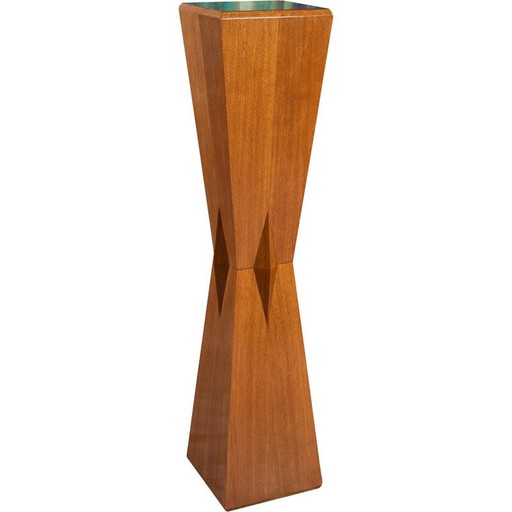 Vintage cubist pedestal in oak veneer, 1913s