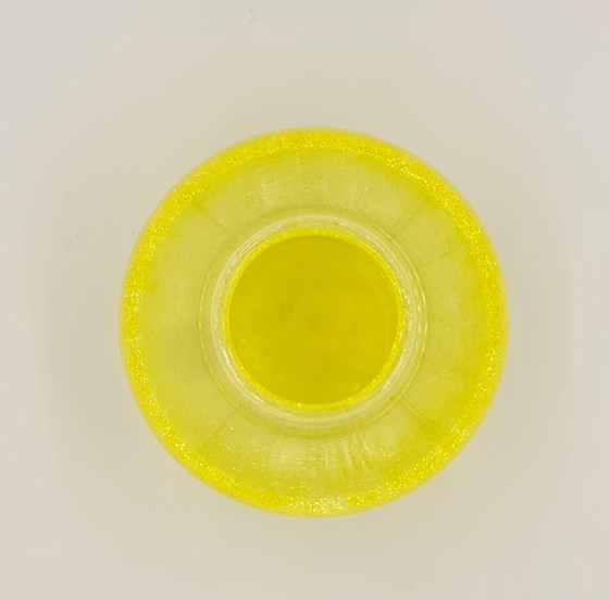 Image 1 of Retro vase, lemon yellow, cracked glass