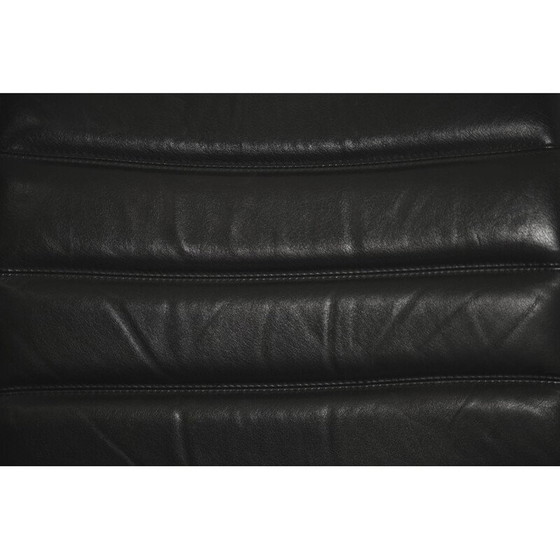 Image 1 of Vintage Pair of Minimalist Armchairs in Leather by Pol International, Germany 1960s