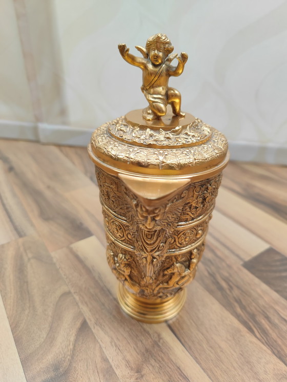 Image 1 of 2X Richly decorated jug, probably made of brass