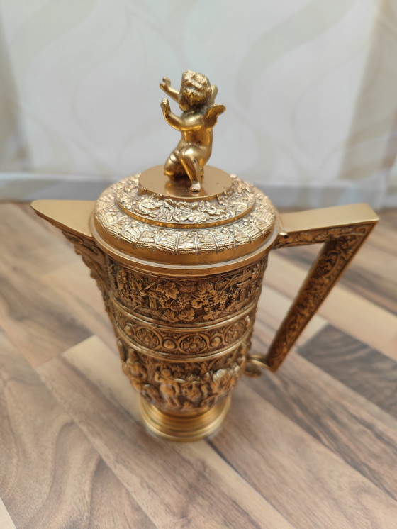 Image 1 of 2X Richly decorated jug, probably made of brass