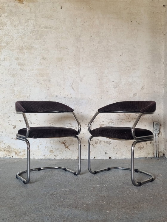 Image 1 of 2x Brown Frame Chairs