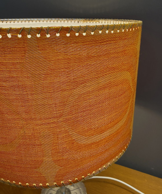 Image 1 of Round Table Lamp With Orange Shade 1960S