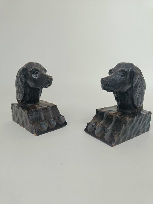 Bookends - hound dog - wood