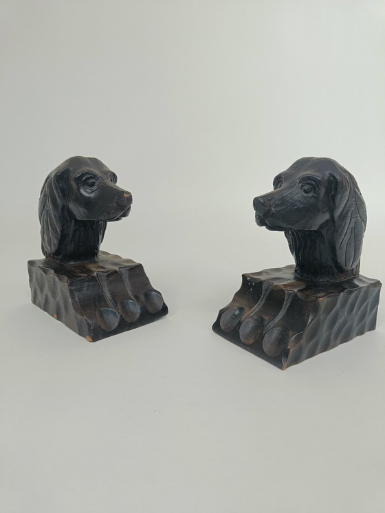 Image 1 of Bookends - hound dog - wood