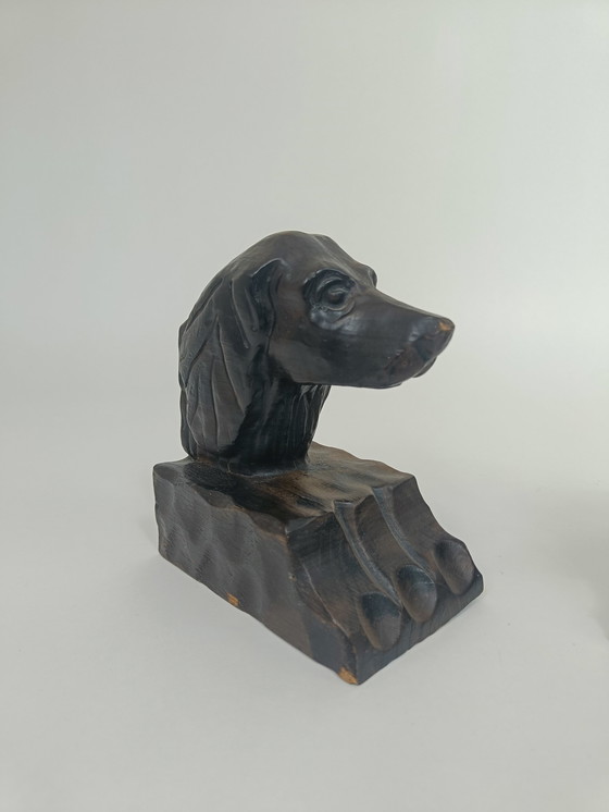 Image 1 of Bookends - hound dog - wood