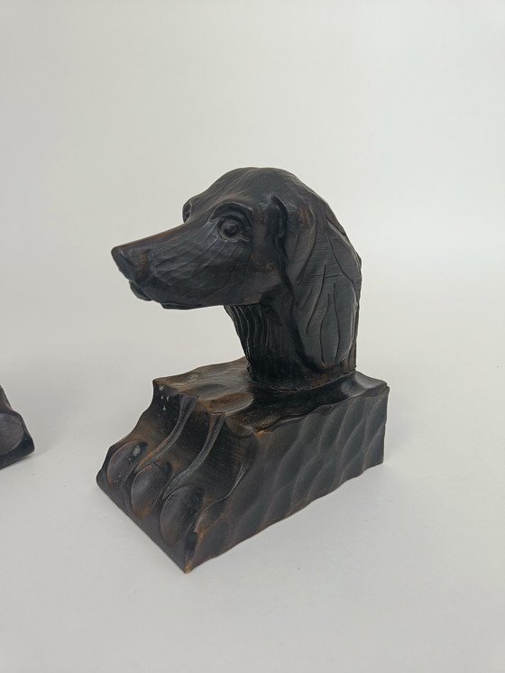 Image 1 of Bookends - hound dog - wood