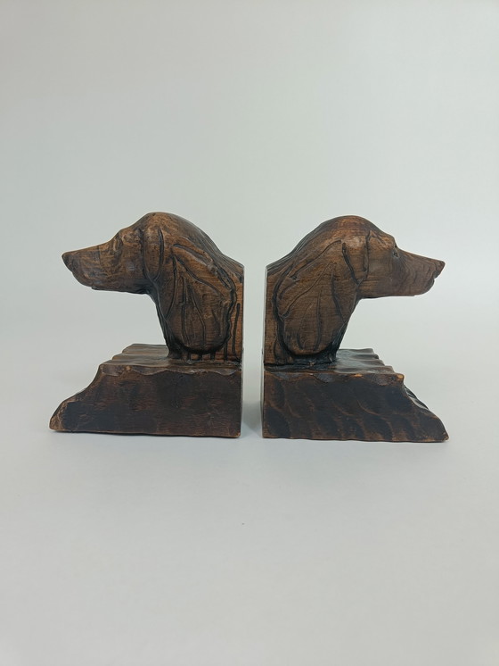 Image 1 of Bookends - hound dog - wood