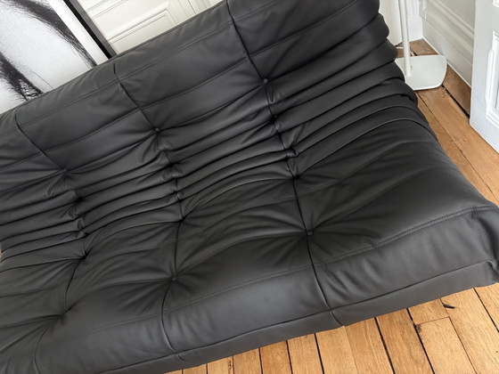Image 1 of Conjunto Togo de Ligne Roset en piel de becerro negra mate