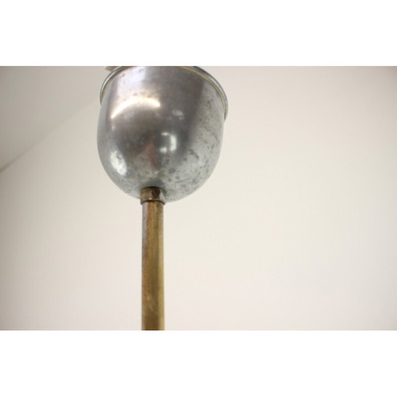 Image 1 of Vintage Art Deco chandelier in glass and chrome,Czechoslovakia, 1930's