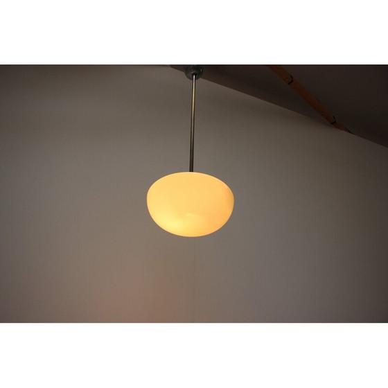 Image 1 of Vintage Art Deco chandelier in glass and chrome,Czechoslovakia, 1930's