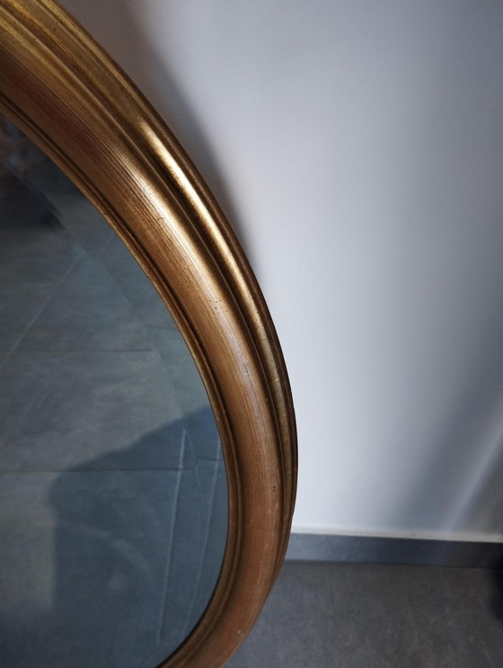 Image 1 of Large And Elegant Oval Golden Mirror With Beveled Glass