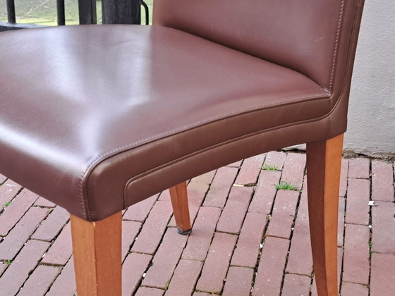 Image 1 of 10x Poltrona Frau Chairs Leather Fondata nel 1912 Sedia Vittoria T.Noce Pelle