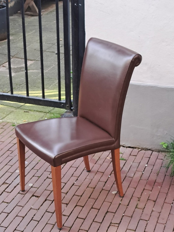 Image 1 of 10x Poltrona Frau Chairs Leather Fondata nel 1912 Sedia Vittoria T.Noce Pelle