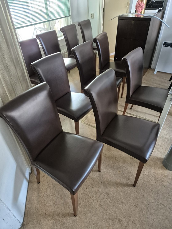 Image 1 of 10x Poltrona Frau Chairs Leather Fondata nel 1912 Sedia Vittoria T.Noce Pelle