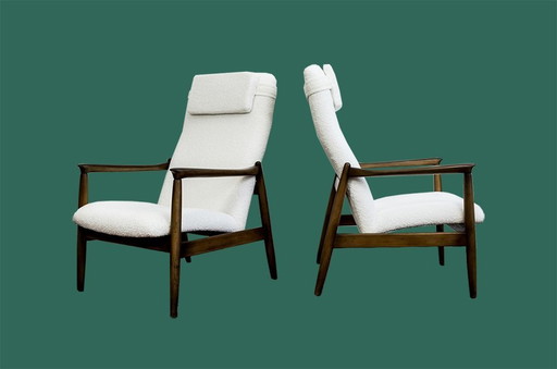 Pair Of Gfm-64 High Back Armchairs By Edmund Homa, Gfm, Poland, 1960’S