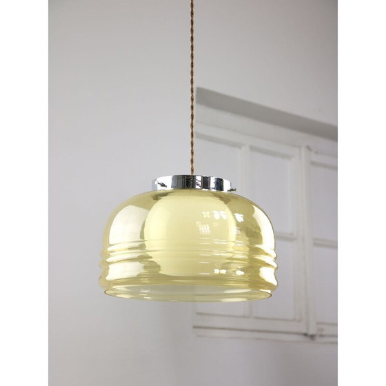 Image 1 of Lampada a sospensione vintage in cromo e vetro, Italia 1970